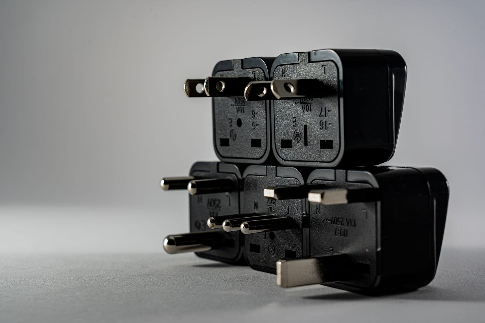 Close-up of electrical plug prongs